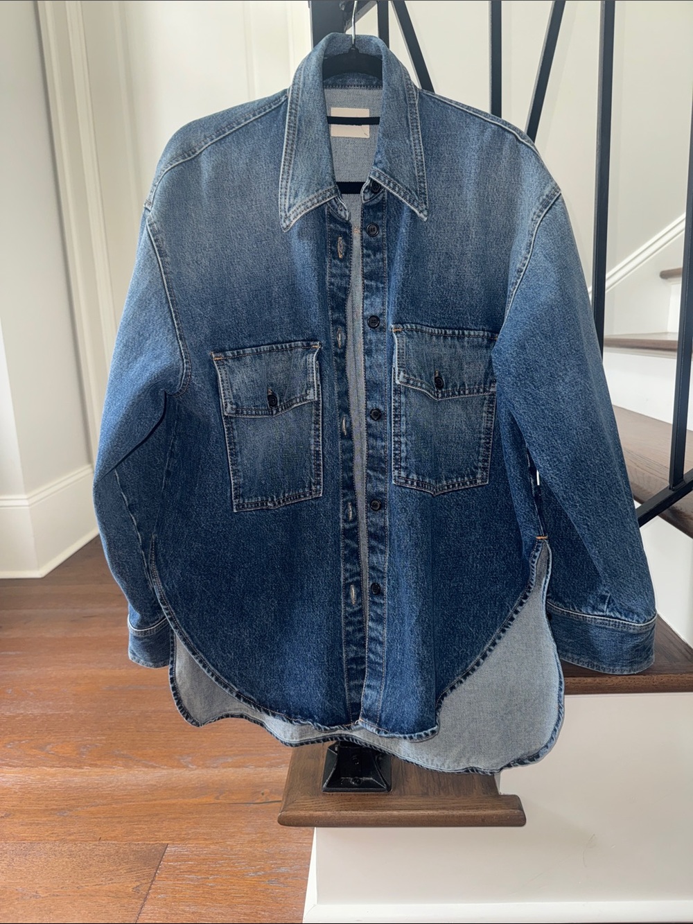 KHAITE Washed Indigo Denim Shirt Jacket